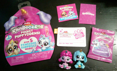 NEW Zuru Rainbocorns Pocket Puppycorn Surprise bobble 2 pack purple & blue puppy