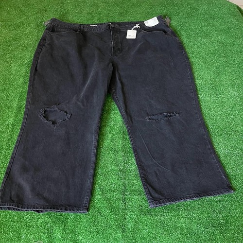 a.n.a highest-rise Vintage Straight Leg Distressed Black Jeans Plus Size 30W NEW - Picture 3 of 18