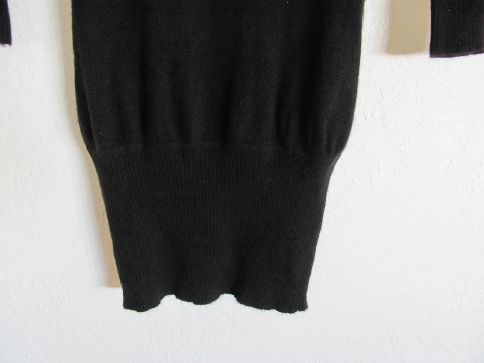 Mini Vestido Suéter Bebe Cuello Capucha-Mangas 3/4-Bolsillos-100% Cachemira-Negro-Talla XS Foto 4 de 4