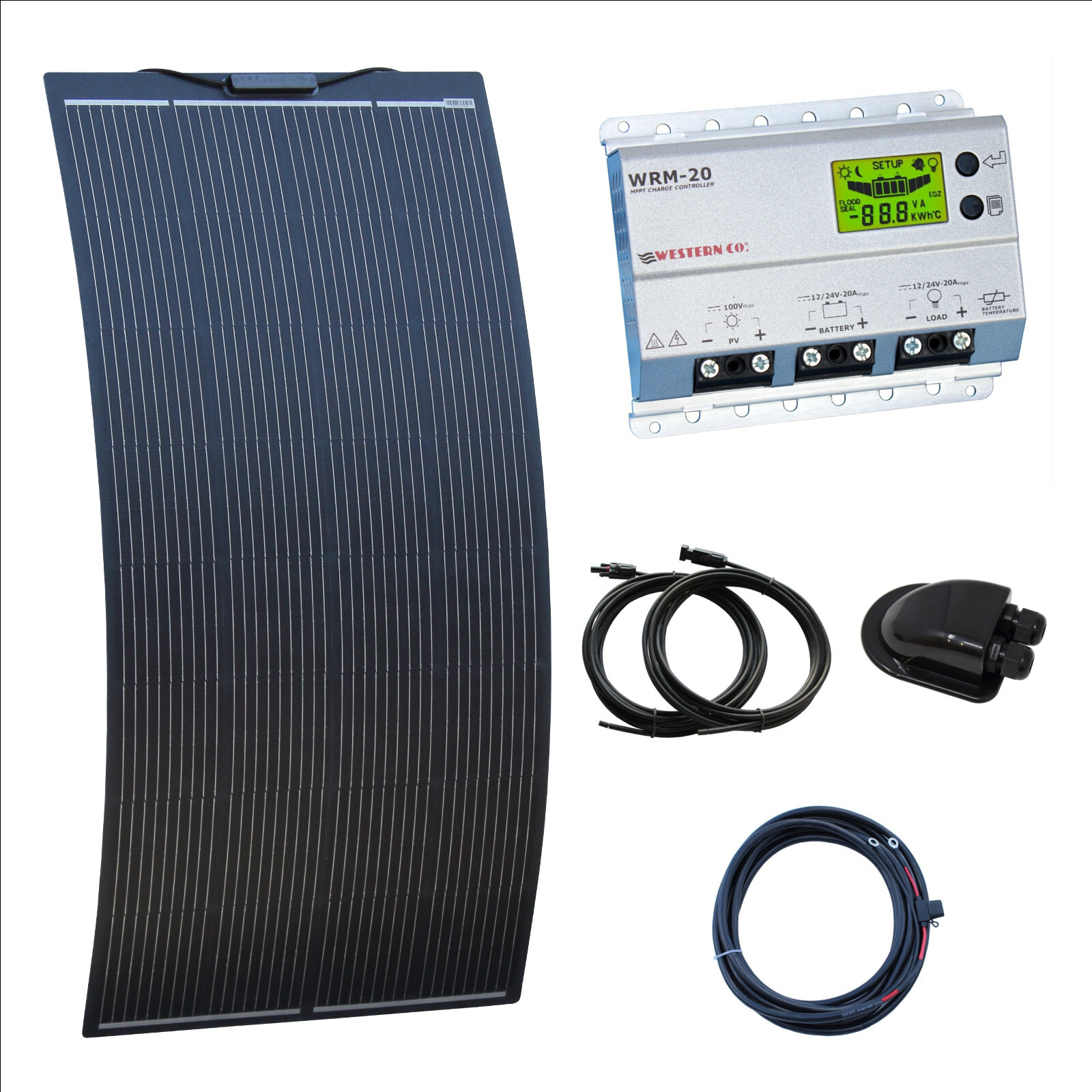 DISCOUNTED 200W semi-flexible solar charging kit for caravan, RV, off-grid, boat