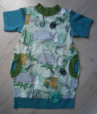 Sommer  Pullover Kleid Gr. 122-128 Übergangskleid  Unikat Taschenkleid