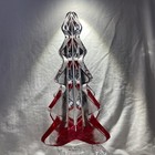 Vintage MIKASA Lead Crystal Clear Red Christmas Tree Holiday Paperweight Euc