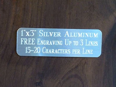1"x3" SILVER NAME PLATE ART-TROPHIES-GIFT-TAXIDERMY-FLAG CASE FREE ENGRAVED