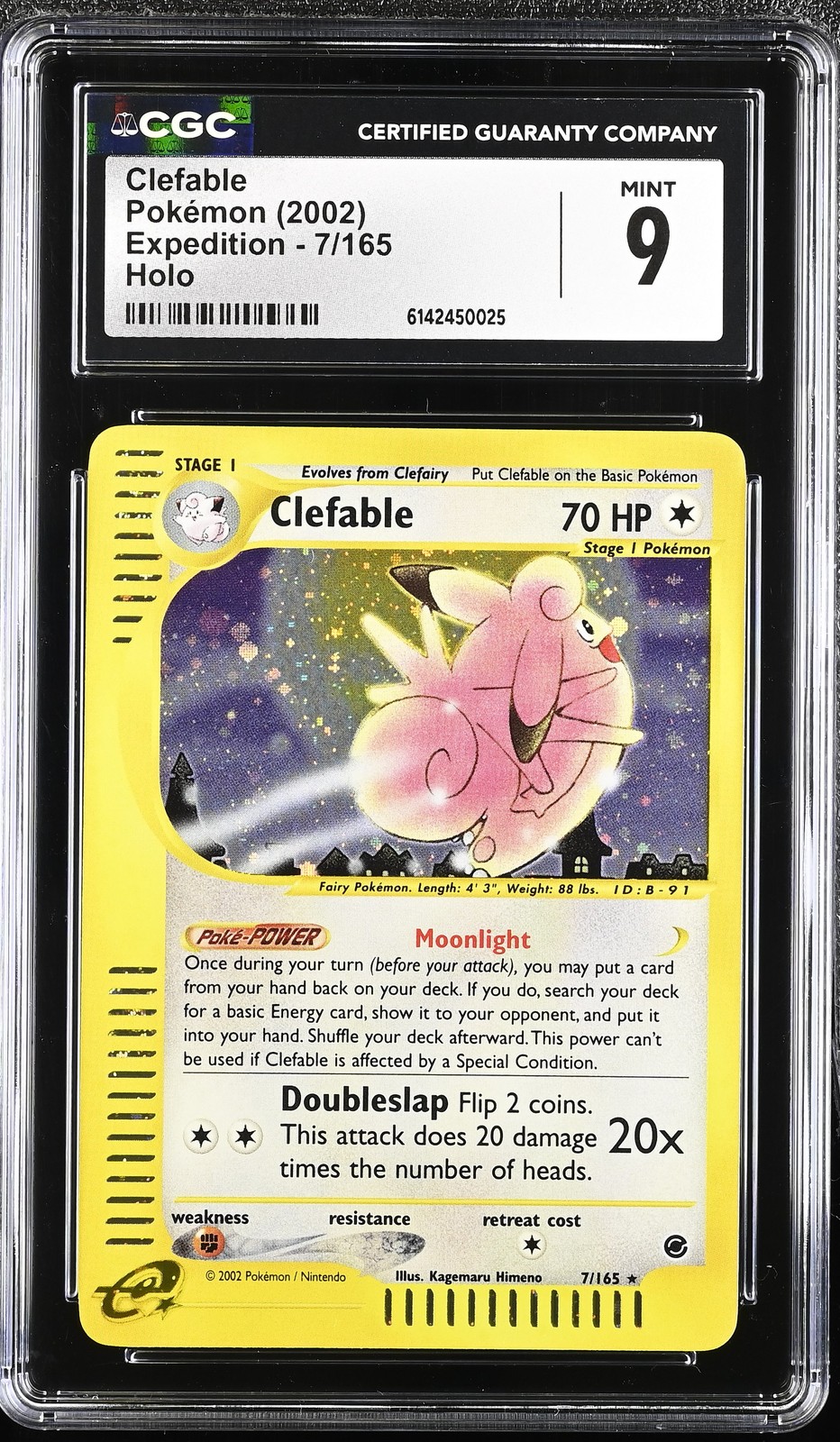 CGC 9 MINT Clefable 7/165 Expedition Holo Pokemon Card