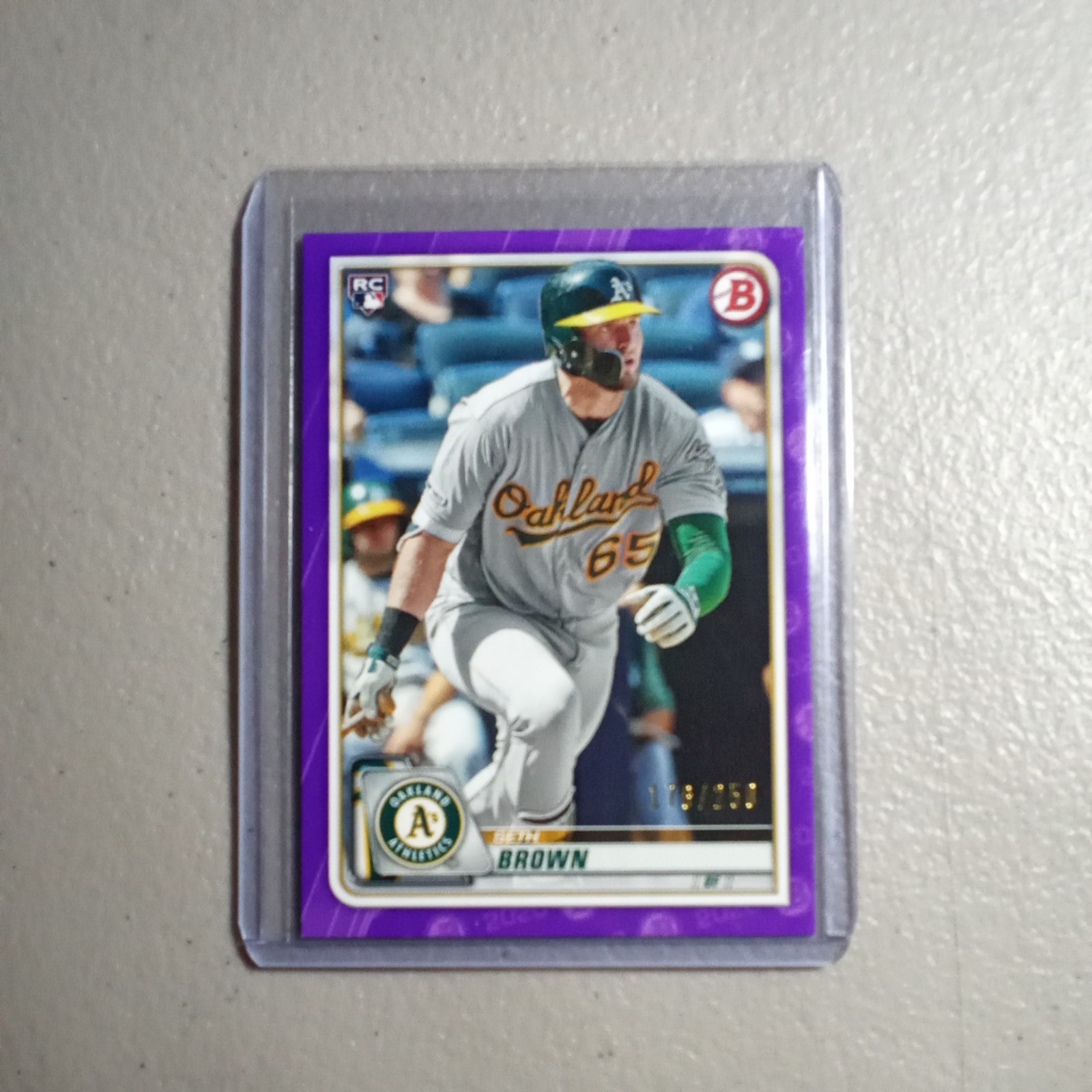 2020 Bowman, Seth Brown, Card #44, Purple Parallel, #176/250 (RC)
