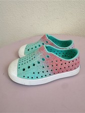 Native Kids Glitter Aqua-Pink Slip-On Shoes Toddler size 6