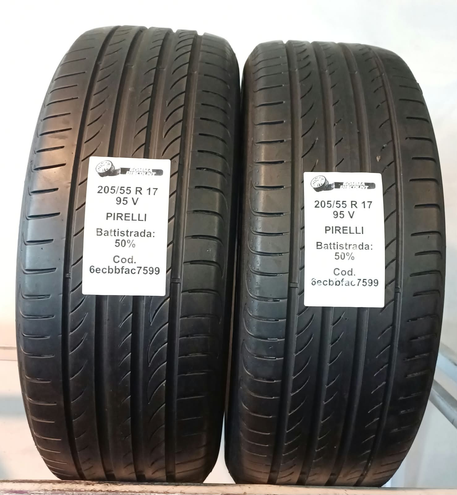 PNEUMATICI USATI PEZZI 2 PIRELLI POWERGY 205/55 R17 95V ESTIVE