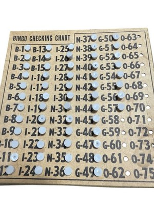 Vintage Whitman Bingo 1950 s 57 Pegs Bingo Checking Card Replacement