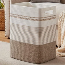 Laundry Hamper, Large Woven Rope Tall Laundry Basket with Handles, 22" X 17" ...