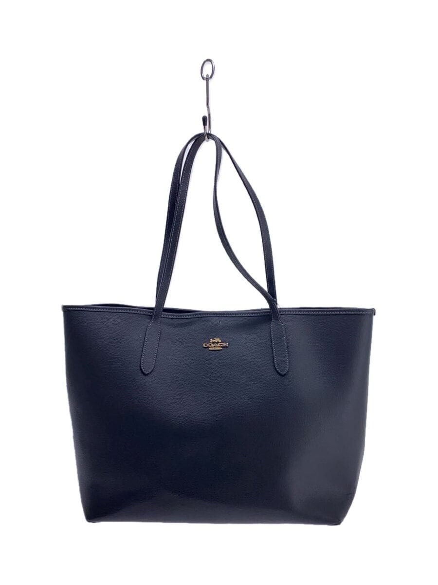 COACH Black CR111 Plain Leather Tote Bag for Women