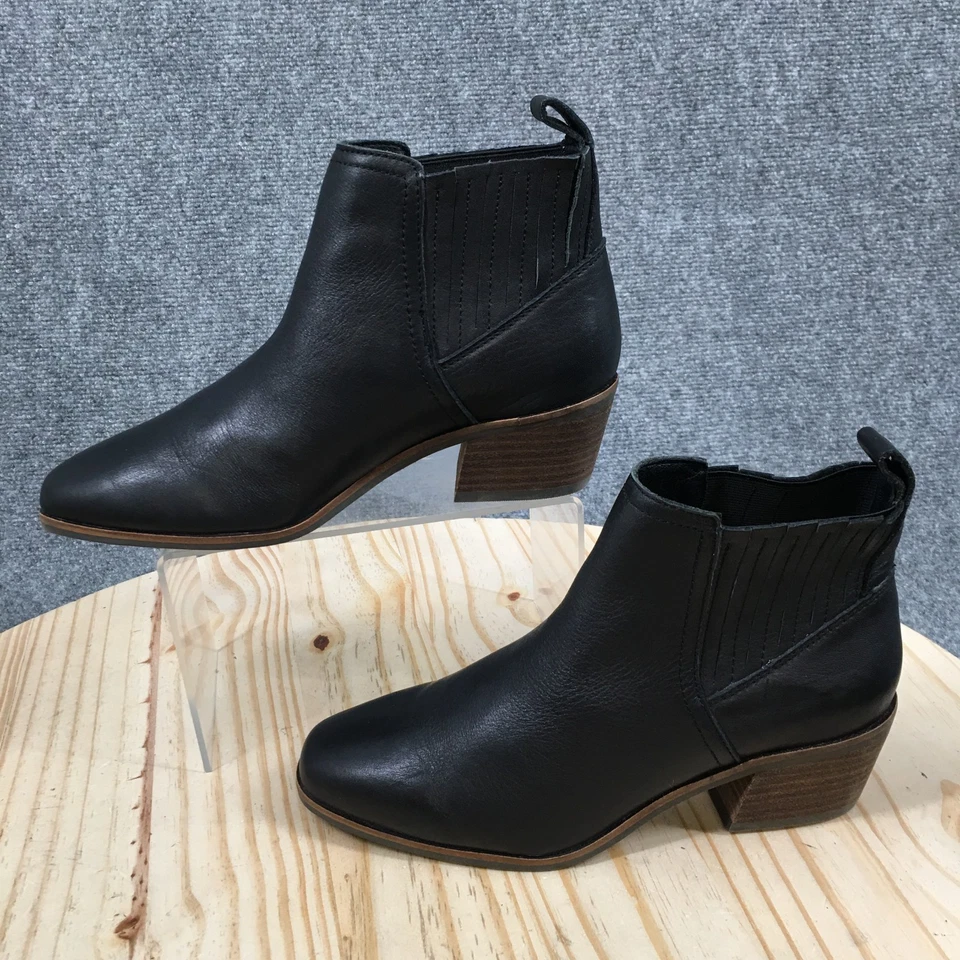Lucky Brand Boots Womens 6.5 M Ilsee Chelsea Black Leather Pull On Ankle Top NEW - Image 2 of 4
