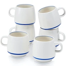 11 Ounce Porcelain Coffee Mugs Set of 6 with Handle Perfect for Coffee Tea Mi...