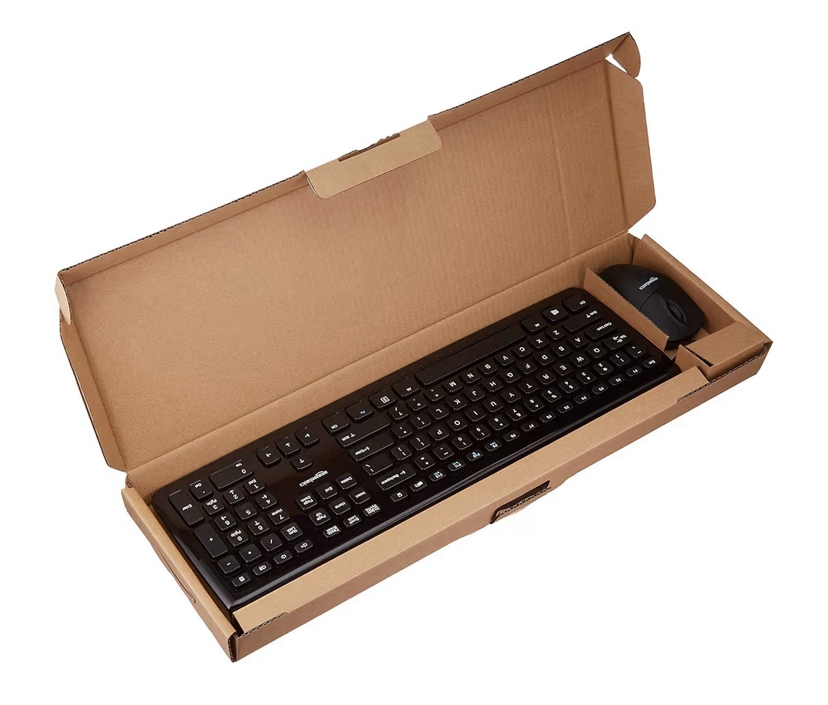 Amazon Basics USB Wired Computer Keyboard and Wired Mouse Bundle Pack