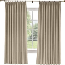 Tapioca Blackout Pinch Pleat Curtain 52x108” Thermal Double Layer Drape, 2 panel
