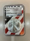 1996 $1 American Silver Eagle 1oz .999 Silver NGC MS69 Patriotic Flag Label Core