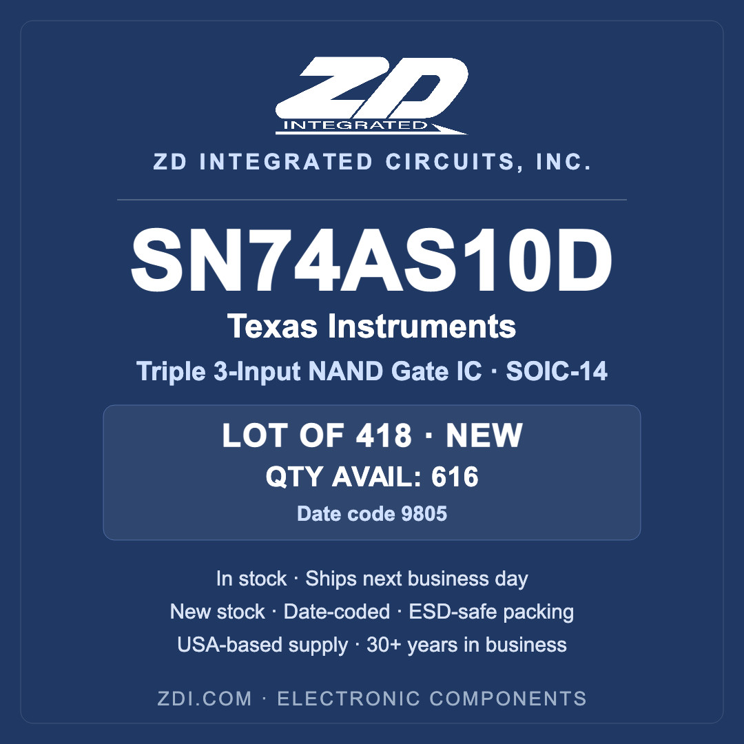 Texas Instruments SN74AS10D Triple 3-Input NAND Gate IC SOIC-14 New Lot of 418