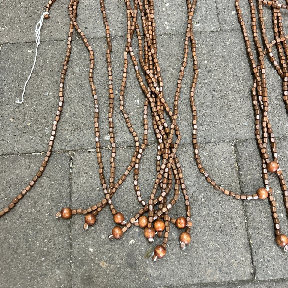 Vintage Wooden Beads Doorway Curtain, Strings, Door Curtain Mid Century - Image 3 of 4