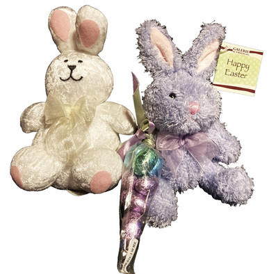 Plush Bunnies (2) Four Star,Galerie both sitting both 7'' Tall 5'' Wide PET RESCUE
