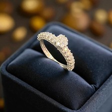 Pavé 1,24 Cts F/VS1 Runder Brillantschliff Diamanten Verlobung Ring 18K Weißgold