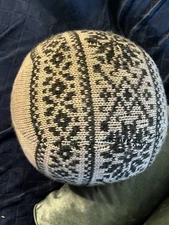 NEW Pottery Barn Sweater Knit Sphere Fair Isle Round Pouf Ball Pillow w/ Insert