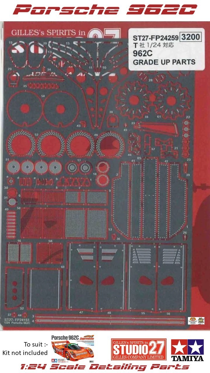 1:24 Porsche 962C Detailing set by Studio 27 to suit Tamiya (not inc)