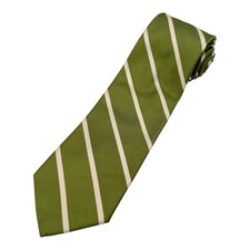 Brooks Brothers Makers Silk Repp Stripe Tie Green Ivory Woven England USA