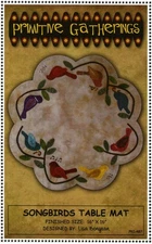 Songbirds Table Mat Felted Wool Fusible Applique Pattern 16" Scalloped Round... 