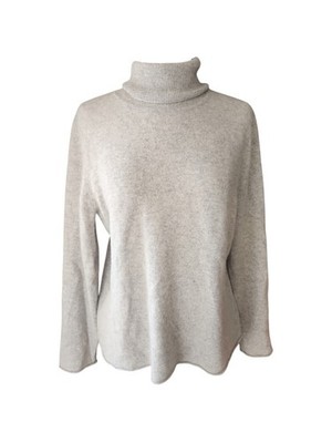 M Magaschoni Cashmere Turtleneck Sweater Womens Medium Light Heather Gray  Staple