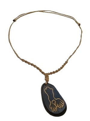 Nazca Lines Necklace, Hand Engraved River Stone Pendant, Peruvian Culture Jewelr