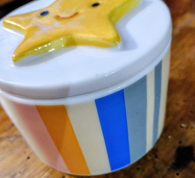 Pillowfort Ceramic Star Trinket Box with Striped Lid Multicolor Small