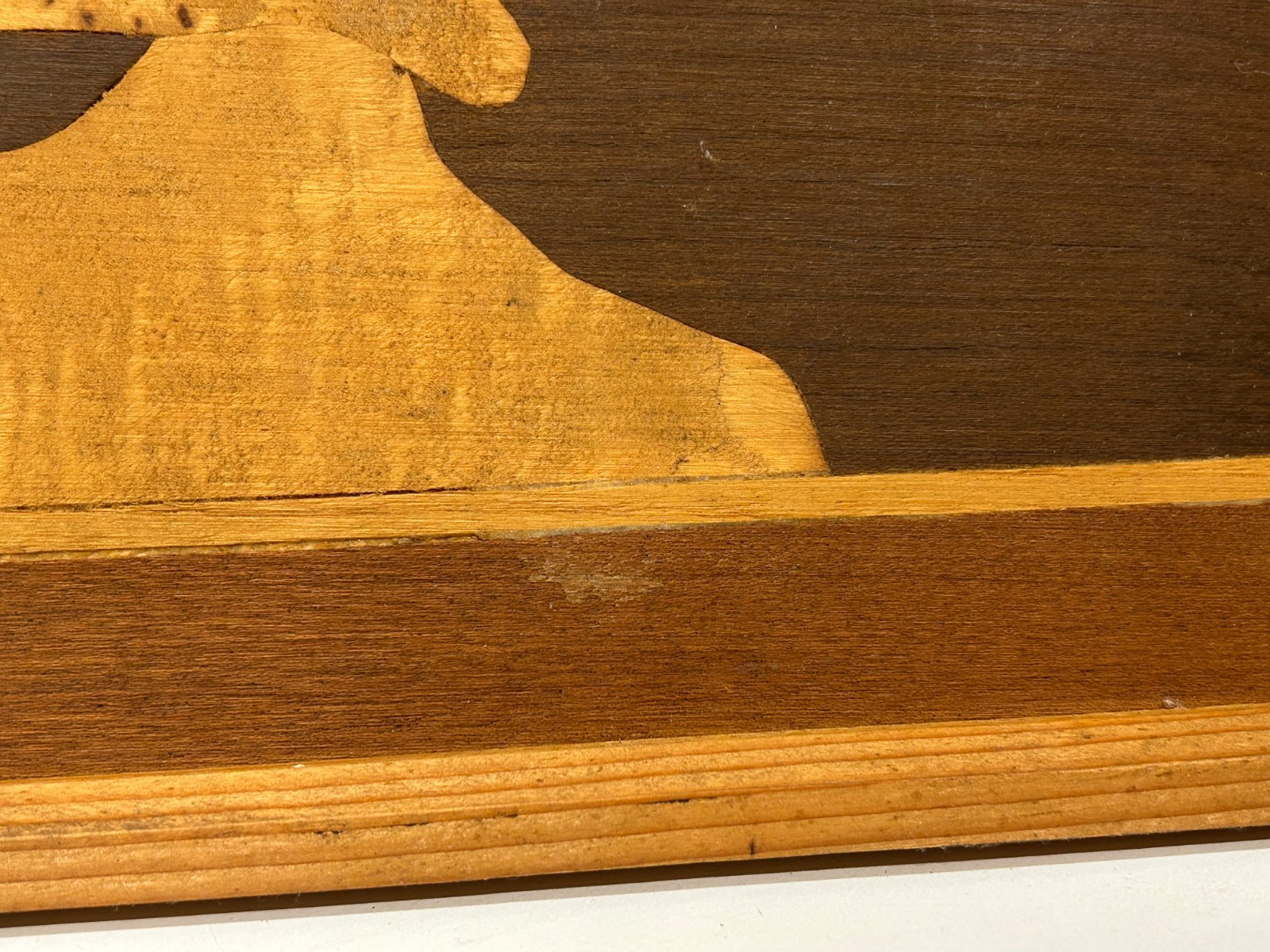 Vtg Inlay Inlaid Wood Marquetry Wall Art Town City Bridge Framed 30" x 18.25"