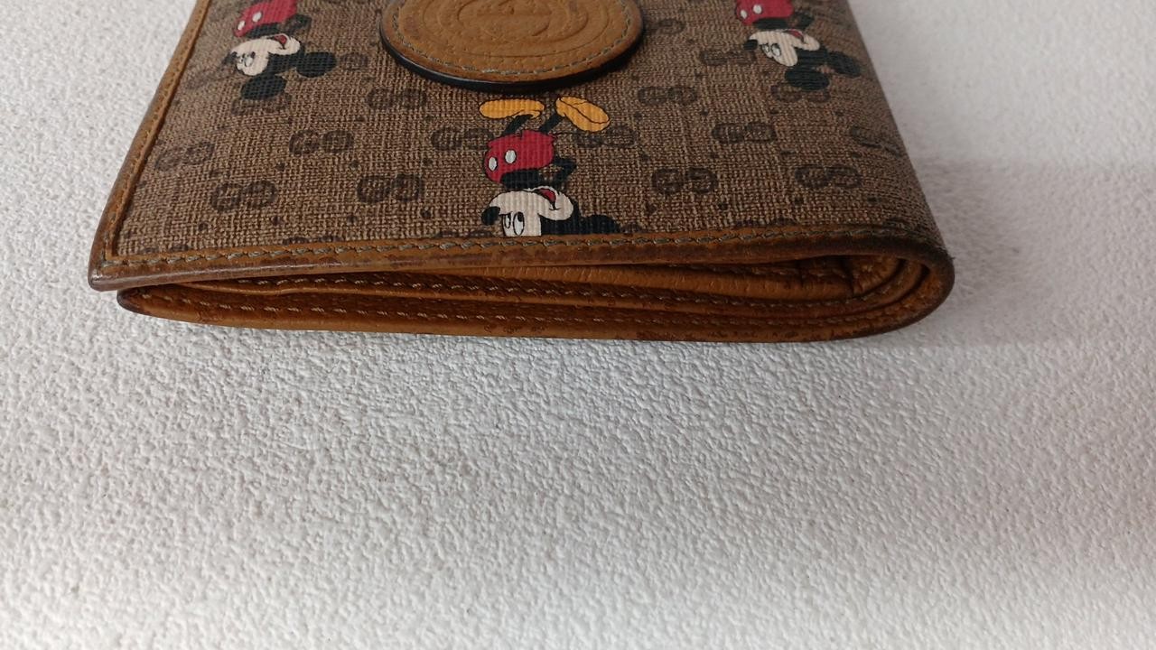Bifold Wallet Model Brown Mickey Pattern Conditio… - image 13