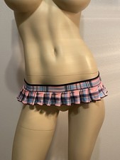 Micro Mini Naughty School Girl Pleated Skirt Pink Plaid Lingerie Exotic Dancer