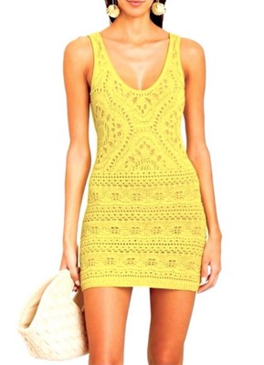 gold crochet mini dress SIMONMILLER Mira Crochet Mini Dress in Natural XS / Natural main image 0