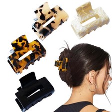 French Tortoise Shell Leopard Print Acetate Hair Claw Clip Barrette 4 PCS