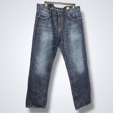 Mavi Zach Jeans Mens 36 X 30 Low rise Straight Leg Solid Blue Denim Dark Wash 