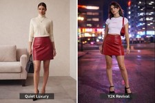 Lauren Ralph Lauren Women  s Red Leather Skirt 14 Y2K Quiet Luxury Minimalist
