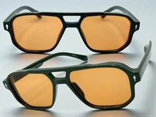 Classic Elegant Vintage Retro Hip Hop Style SUNGLASSES Square Olive Green Frame