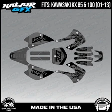 Kalair GFX Graphics Kit for Kawasaki KX85 KX100 (2001-2013)  Rail - SMOKE