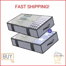 Onlyeasy Foldable Underbed Bags 2 Pack - Blankets Clothes Comforters Storage Bag