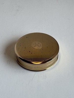 Vintage Revlon Rouge Cherry Red Blush Gold Tone Compact Powder Puff