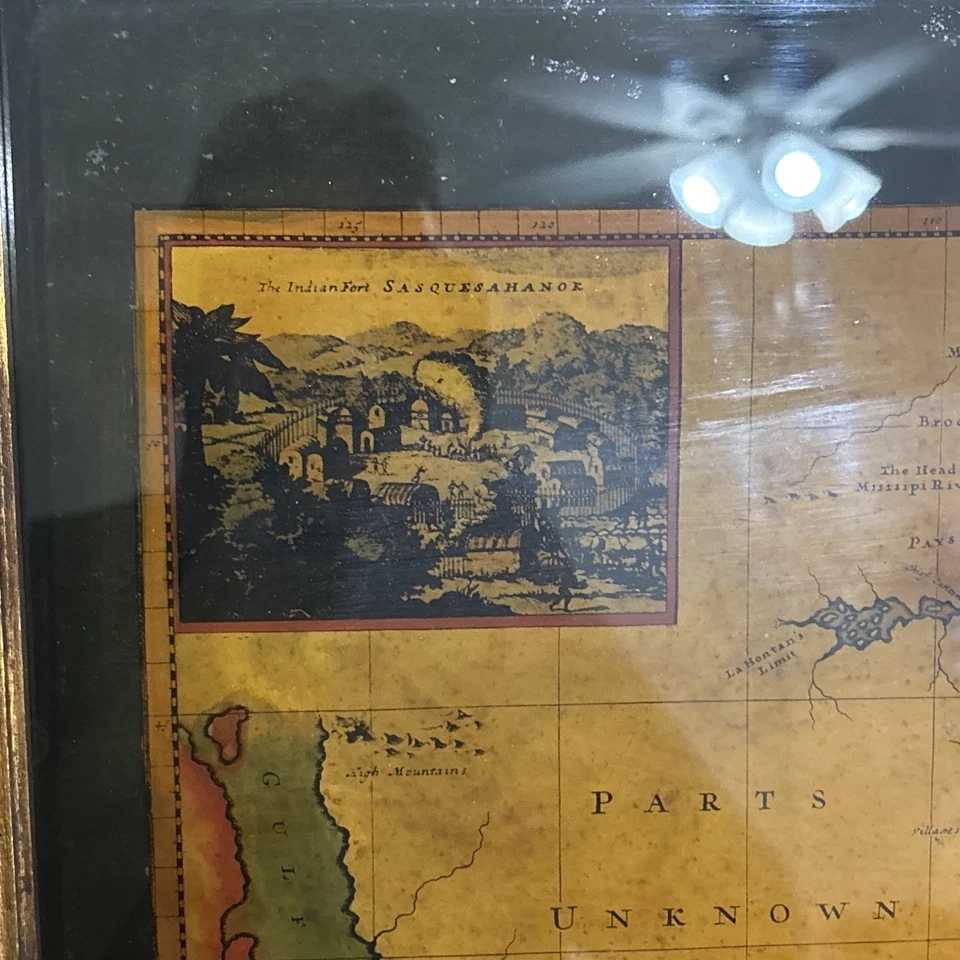 Америка заявлена Францией H Moll 1720 обратная картина на стекле - Изображение 3 из 4