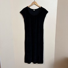 Calvin Klein Dress Small Y2K Black Terrycloth Cotton Goth Minimalist Midi