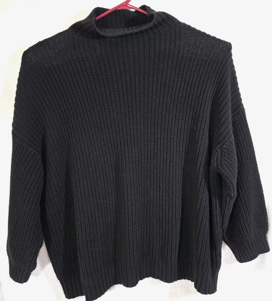 Suéter holgado American Eagle grueso tejido de gran tamaño cuello falso negro XXL Foto 2 de 4