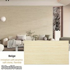 3D Beige Stone Holes Wall Panels Soft Imitation Ceramic Interior Wall Decor 100x