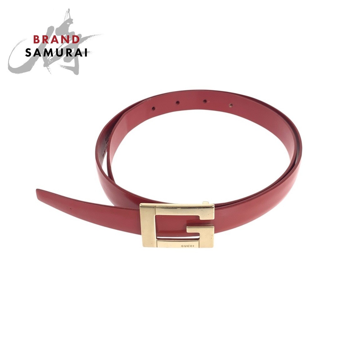 GUCCI G-Buckle Belt for Women in Red Leather with Gold Hardware 037 1766 1429 Used 504422
