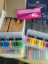 Mixed Art Supplies Lot KingArt Gel Sticks Koh-i-Noor TriTone Faber Castell