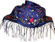 Codello Square Fringe Scarf Blue Jacquard But...