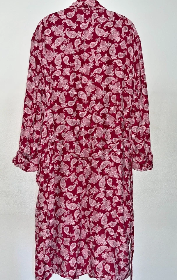 Joe Boxer Couture Vintage Silk Robe One Size Red Paisley Pockets Mobwife Boho - Imagem 2 de 4