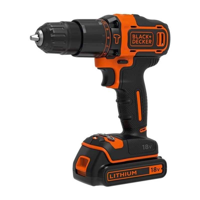 Perceuse a percussion sans fil 18V BLACK & DECKER BDCHD18S32-QW mandrin 10mm et coffret accessoires